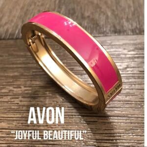 Avon Pink Enamel Clamper Bracelet Joyful Beautiful